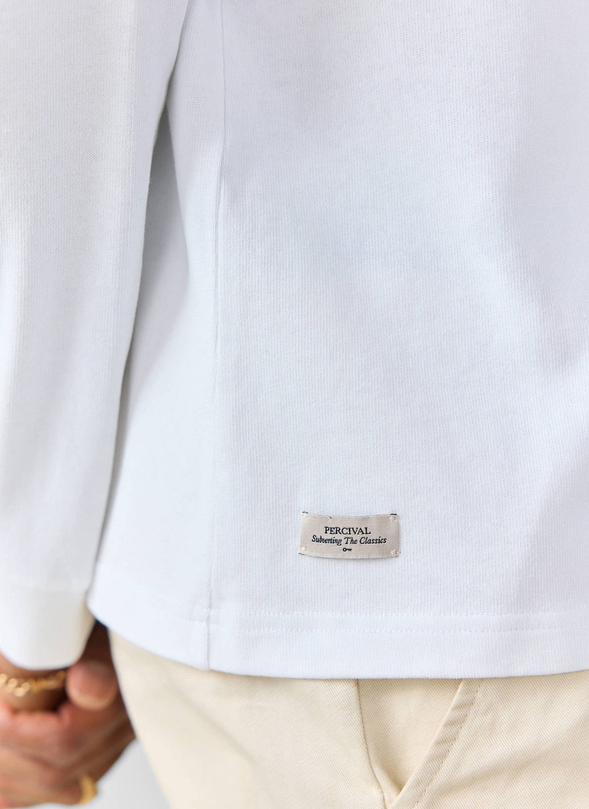 Long Sleeve Crew Neck T Shirt - Cotton - White