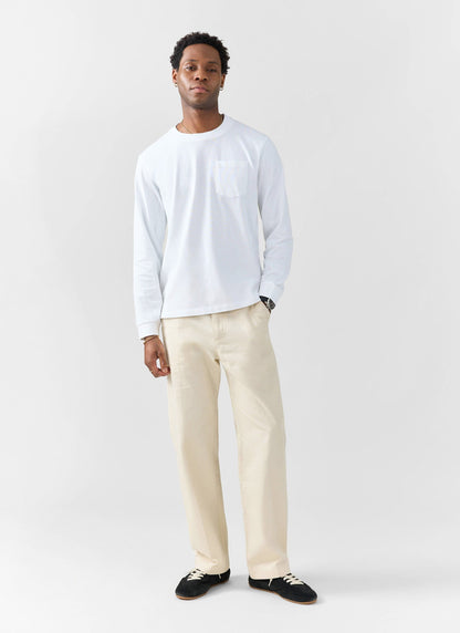 Long Sleeve Crew Neck T Shirt - Cotton - White