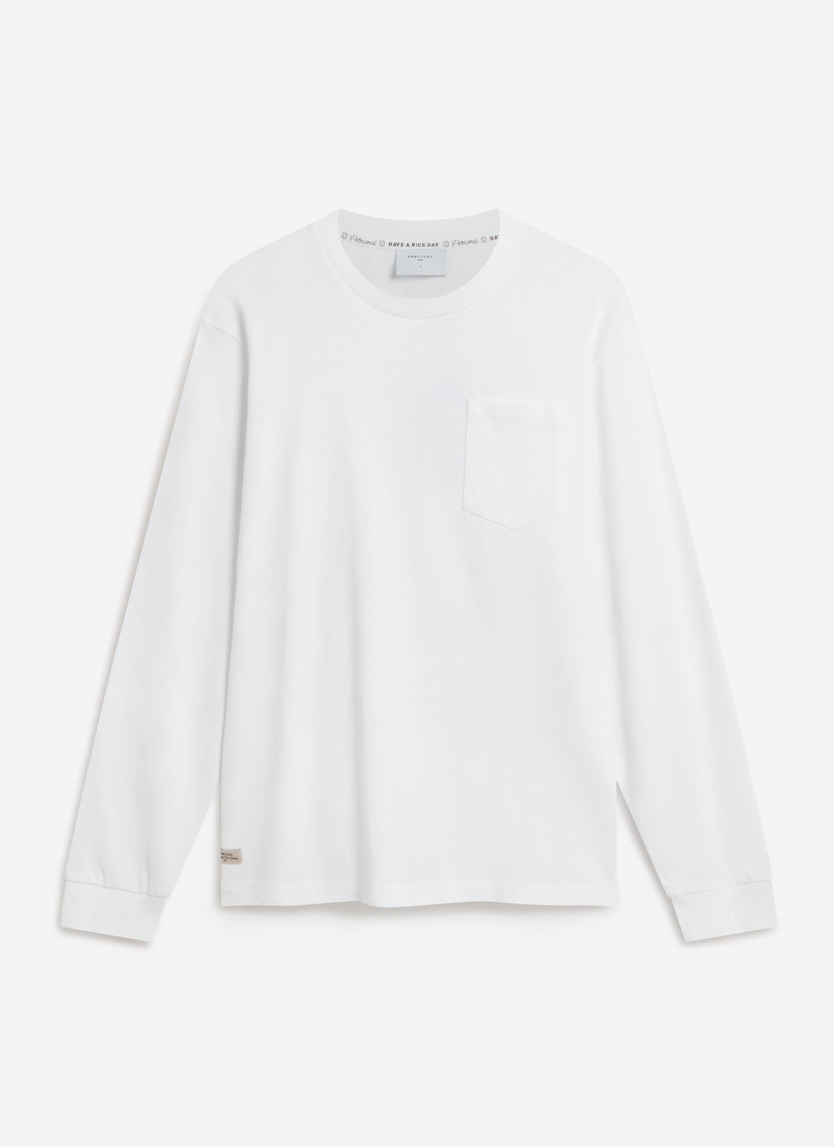 Long Sleeve Crew Neck T Shirt - Cotton - White