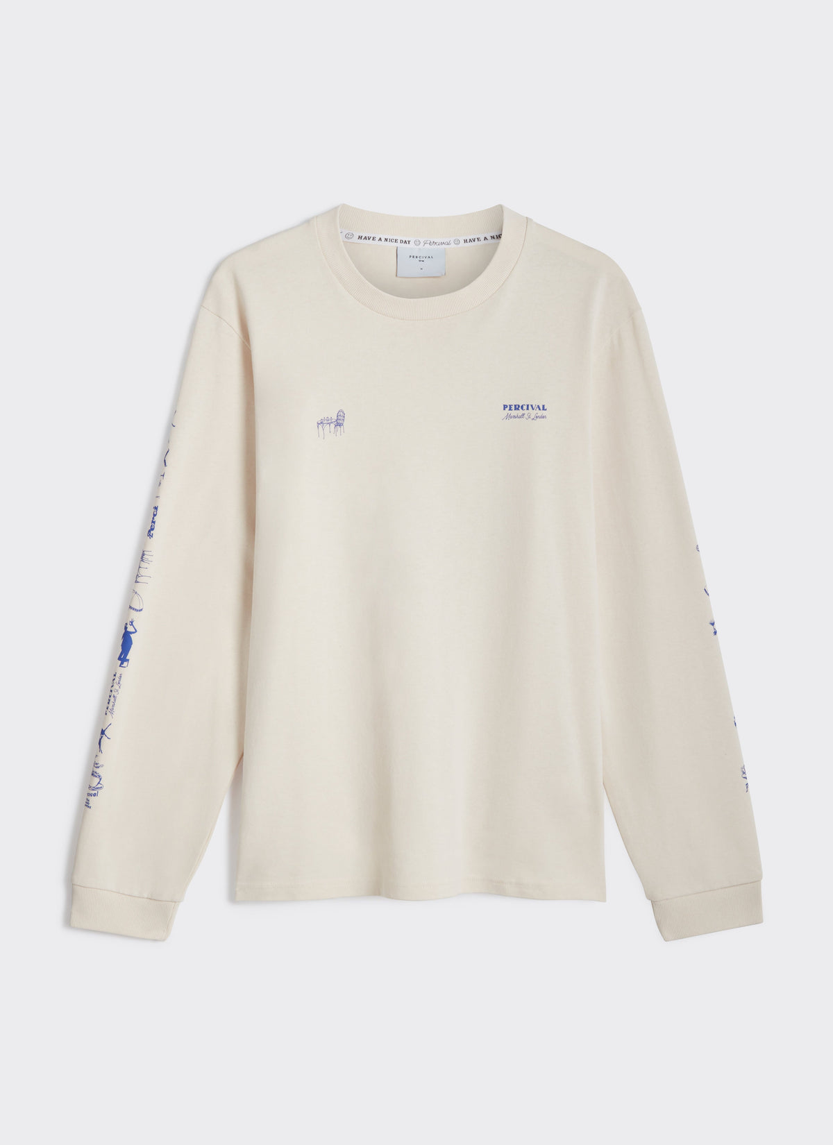 Men's Long Sleeve T Shirt - Fine Wines - Cotton - Cream