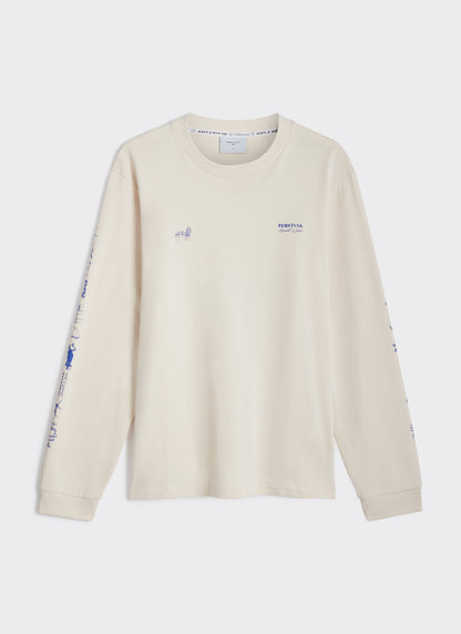 Men's Long Sleeve T Shirt - Fine Wines - Cotton - Cream
