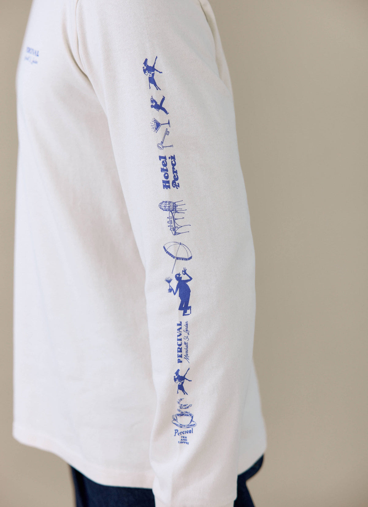 Men's Long Sleeve T Shirt - Fine Wines - Cotton - Cream