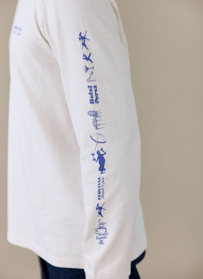 Men's Long Sleeve T Shirt - Fine Wines - Cotton - Cream
