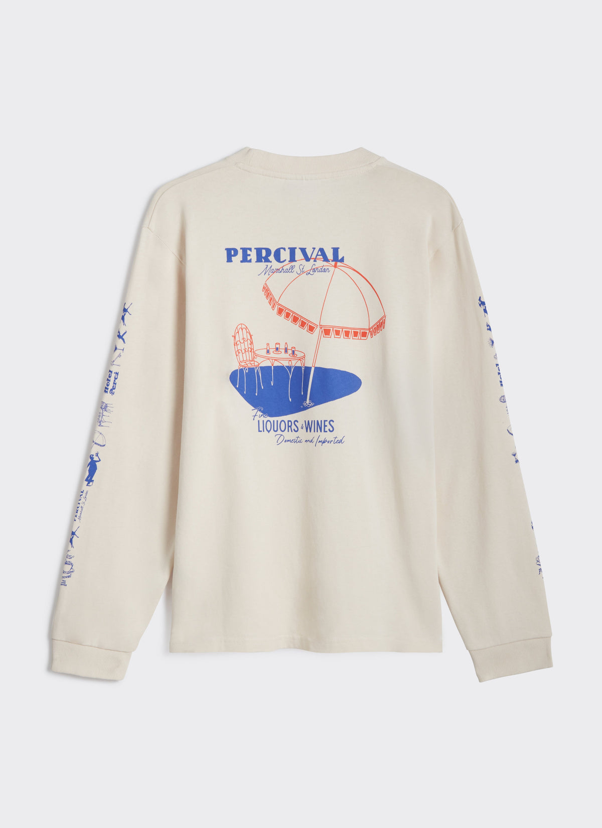 Men's Long Sleeve T Shirt - Fine Wines - Cotton - Cream