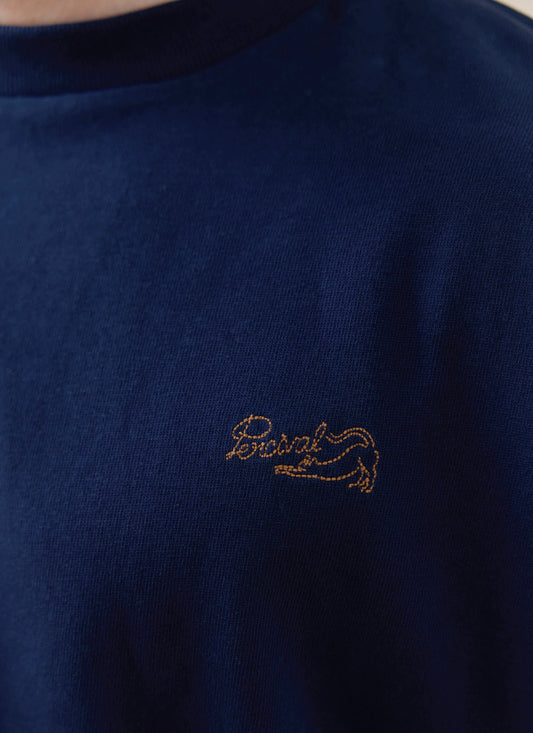 Men's Embroidered Navy T-Shirt - Clarke - Cotton
