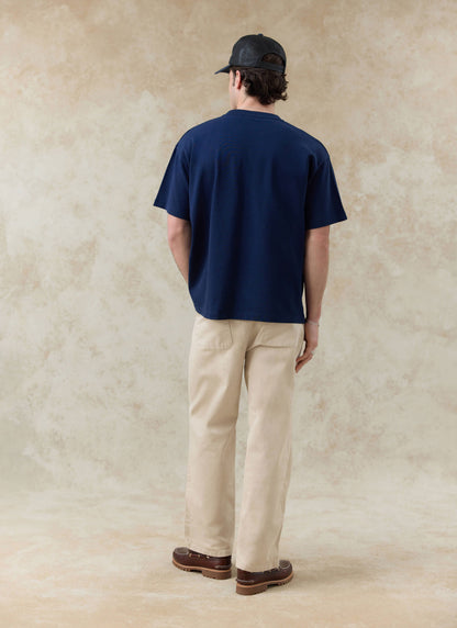 Men's Embroidered Navy T-Shirt - Clarke - Cotton