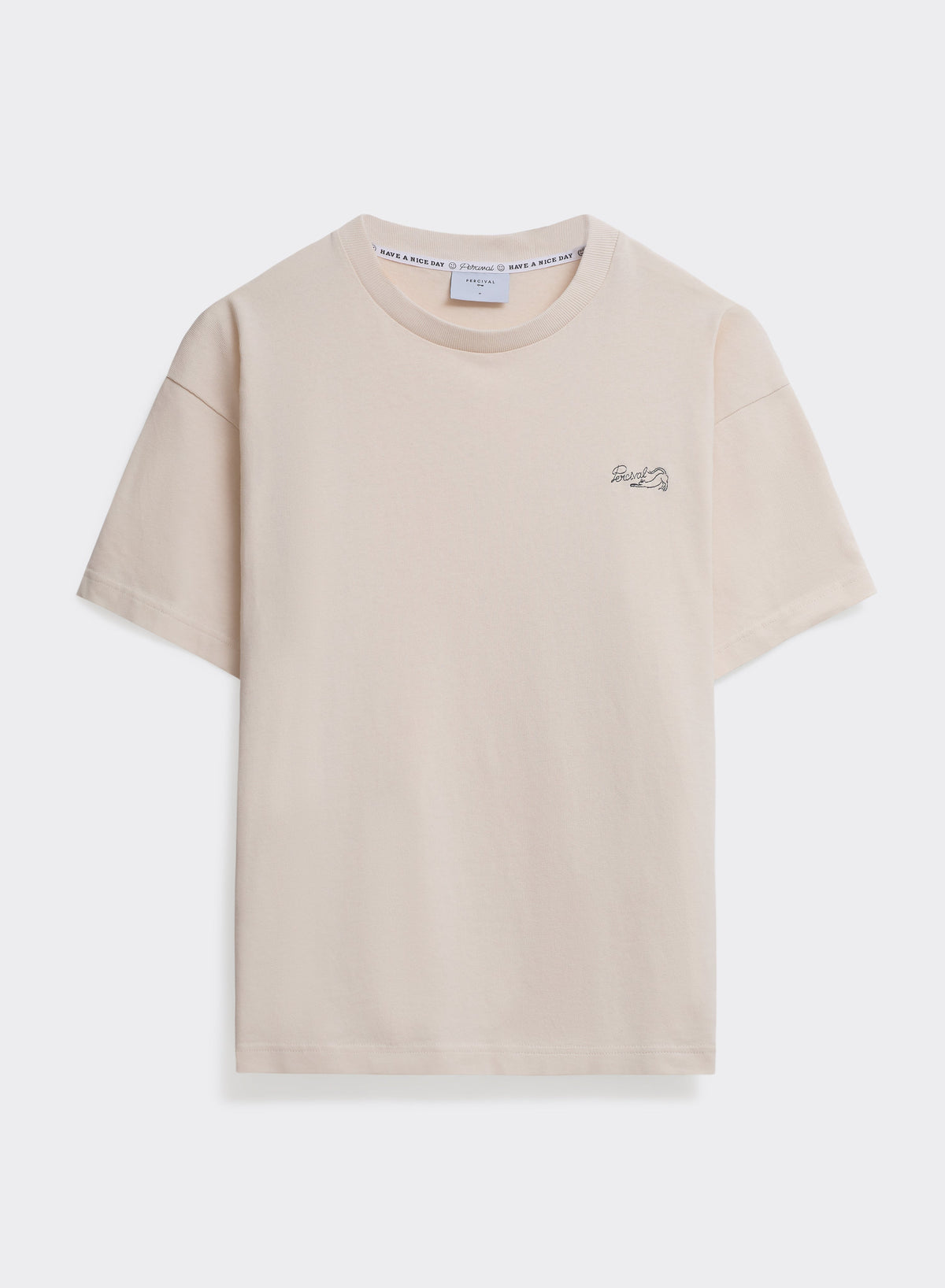 Men's Embroidered Cream T-Shirt - Clarke - Cotton