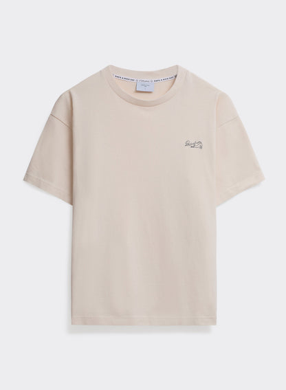 Men's Embroidered Cream T-Shirt - Clarke - Cotton