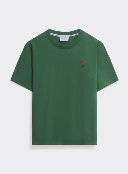 Men's Embroidered T Shirt - Davies - Cotton - Forest Green