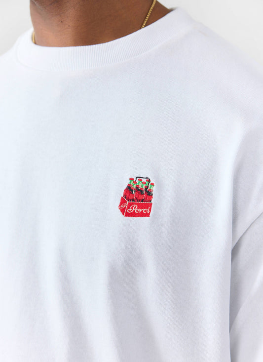 Soda Bottles Oversized Embroidered T Shirt - Organic Cotton - White