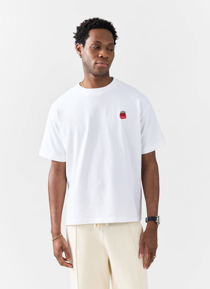 Soda Bottles Oversized Embroidered T Shirt - Organic Cotton - White