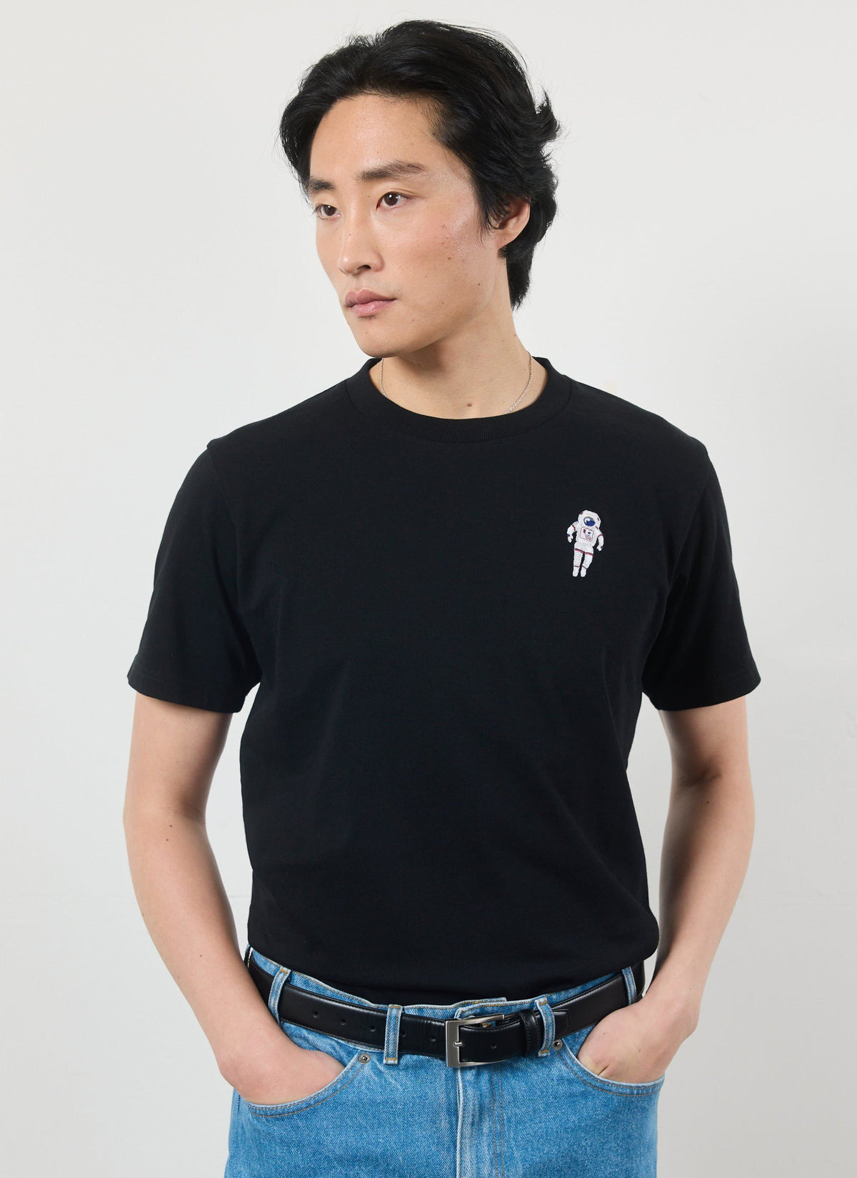 Men's Embroidered T Shirt: Negroni - Heavyweight Cotton - Black