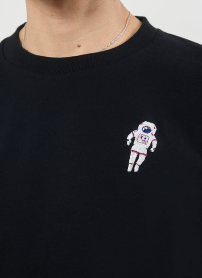 Men's Embroidered T Shirt: Negroni - Heavyweight Cotton - Black