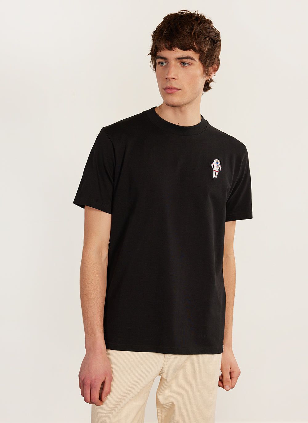 Men's Embroidered T Shirt: Negroni - Heavyweight Cotton - Black