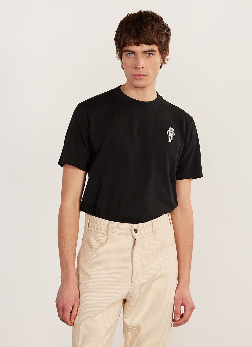 Men's Embroidered T Shirt: Negroni - Heavyweight Cotton - Black