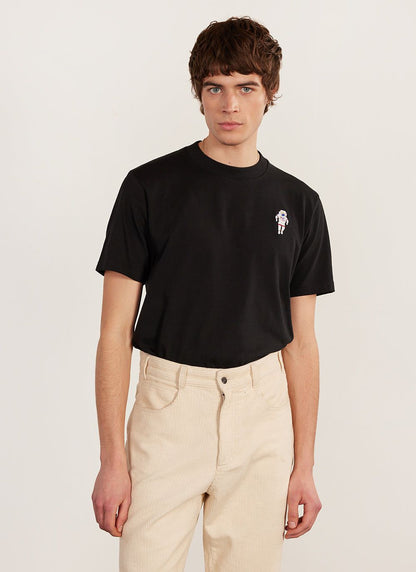 Men's Embroidered T Shirt: Negroni - Heavyweight Cotton - Black