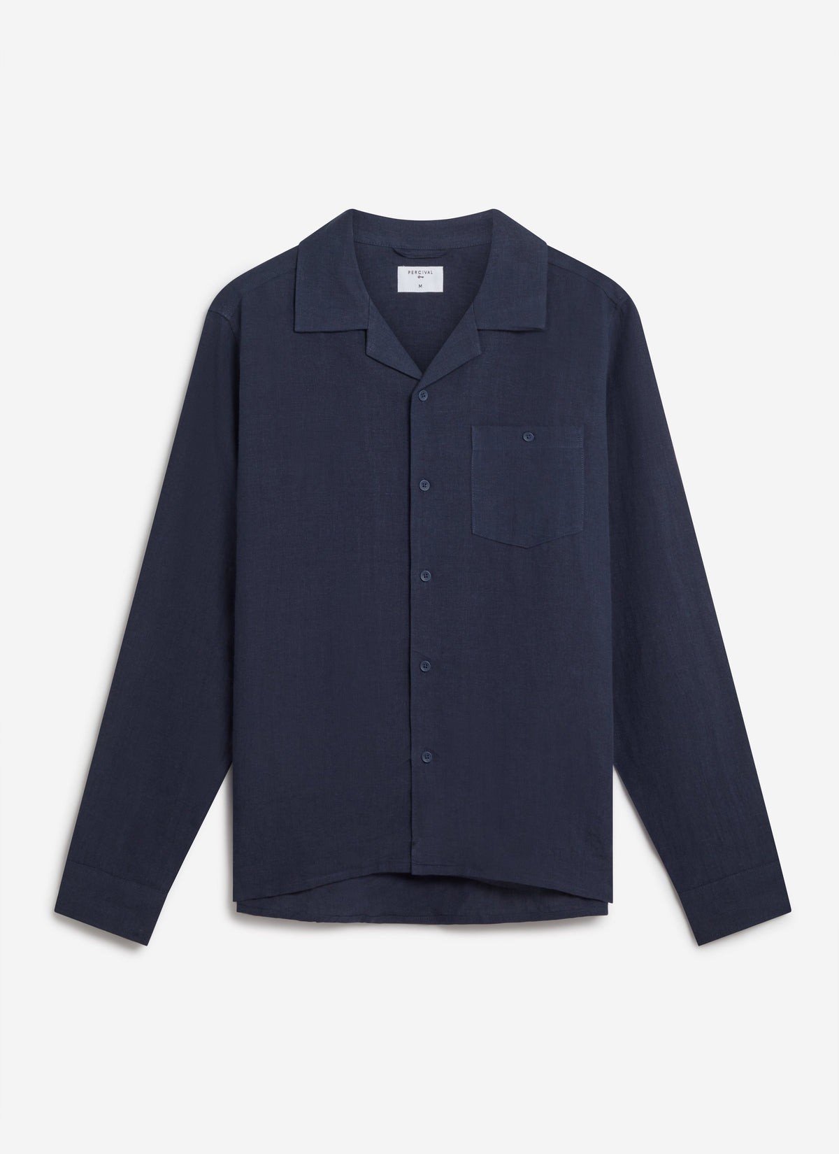 Long Sleeve Cuban Linen Shirt - Navy