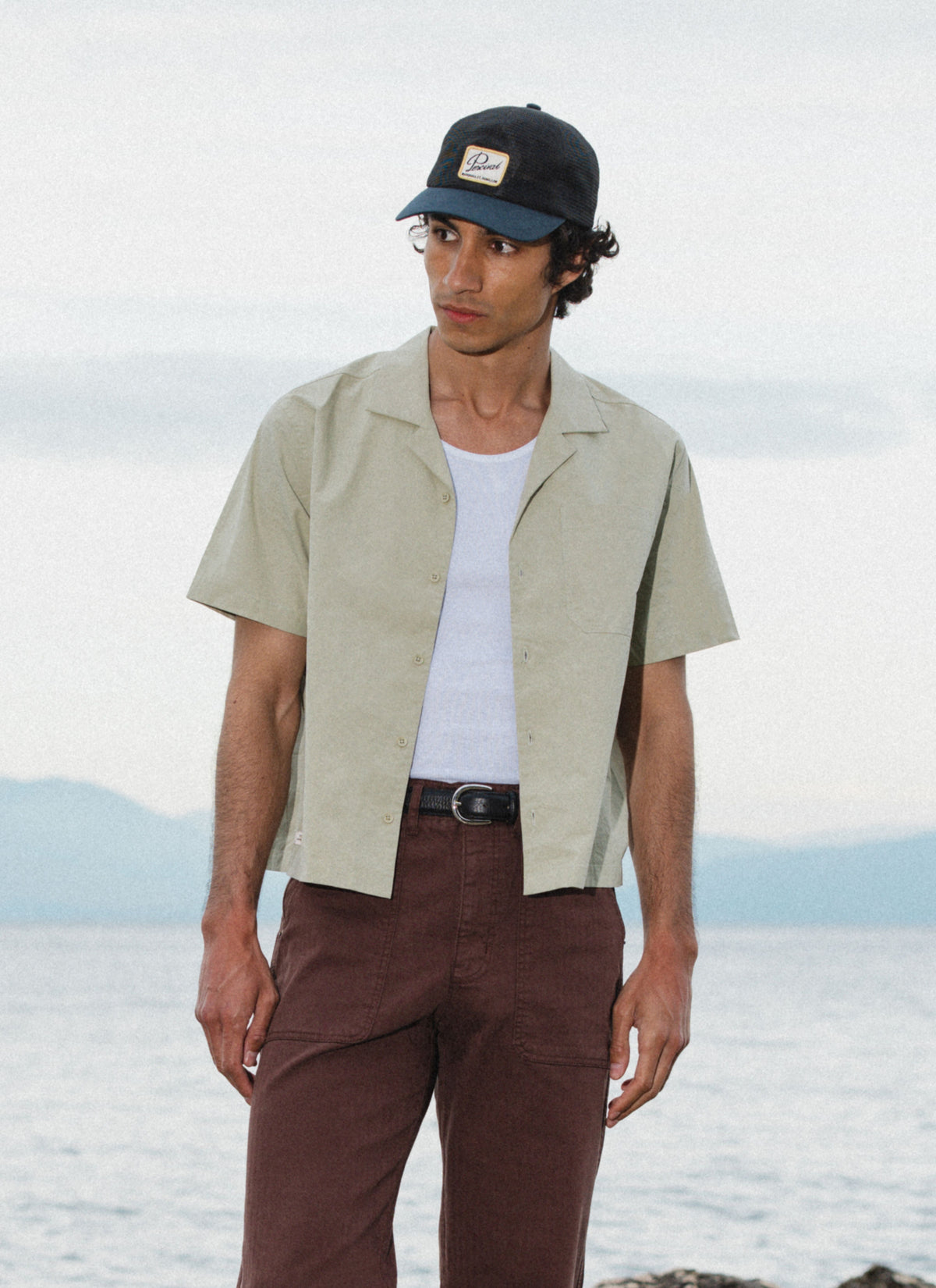 Men's Pistachio Cuban Collar Shirt - Daniel - Cotton