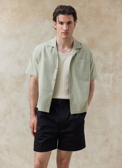 Men's Pistachio Cuban Collar Shirt - Daniel - Cotton