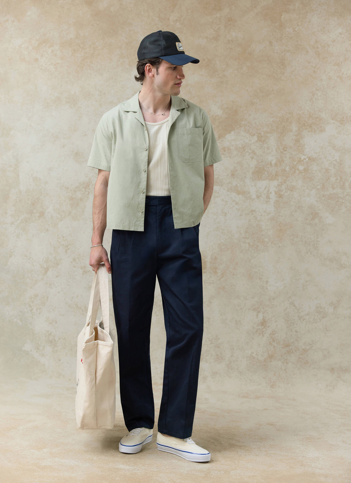 Men's Pistachio Cuban Collar Shirt - Daniel - Cotton