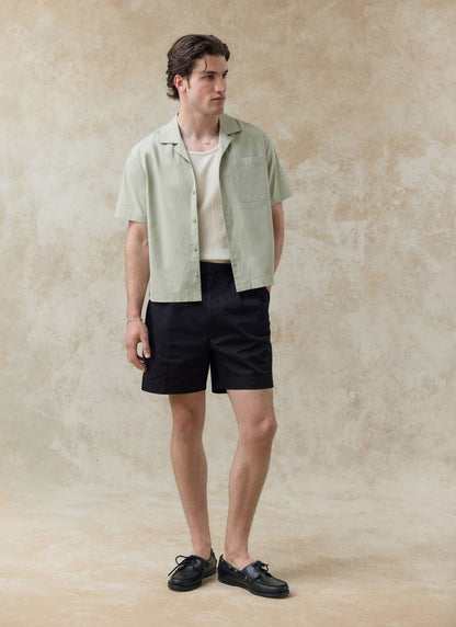 Men's Pistachio Cuban Collar Shirt - Daniel - Cotton