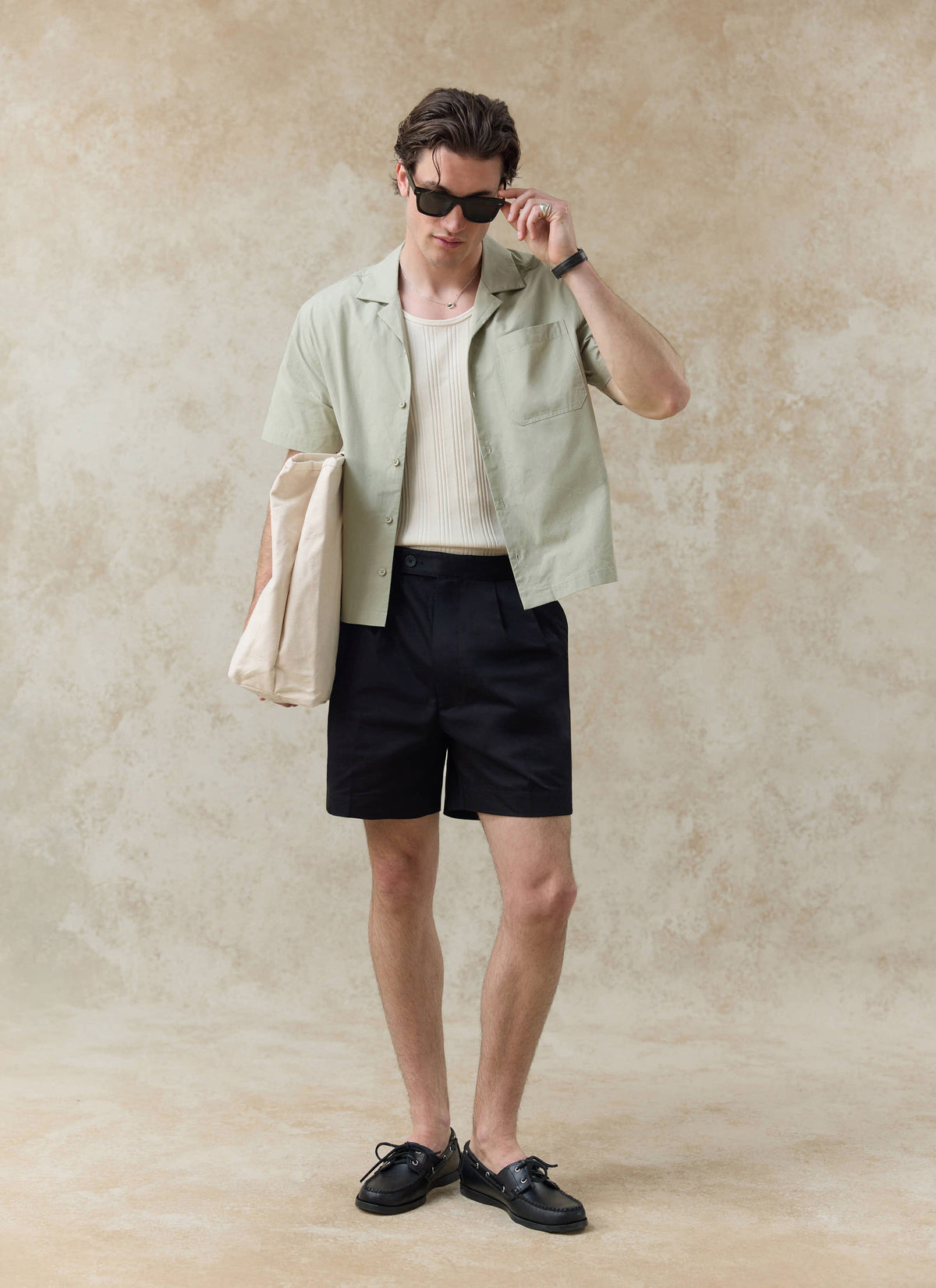 Men's Pistachio Cuban Collar Shirt - Daniel - Cotton