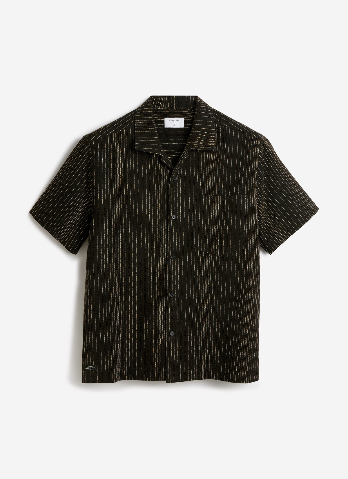 Men's Cuban Collar Shirt: Leland - Black - Cotton