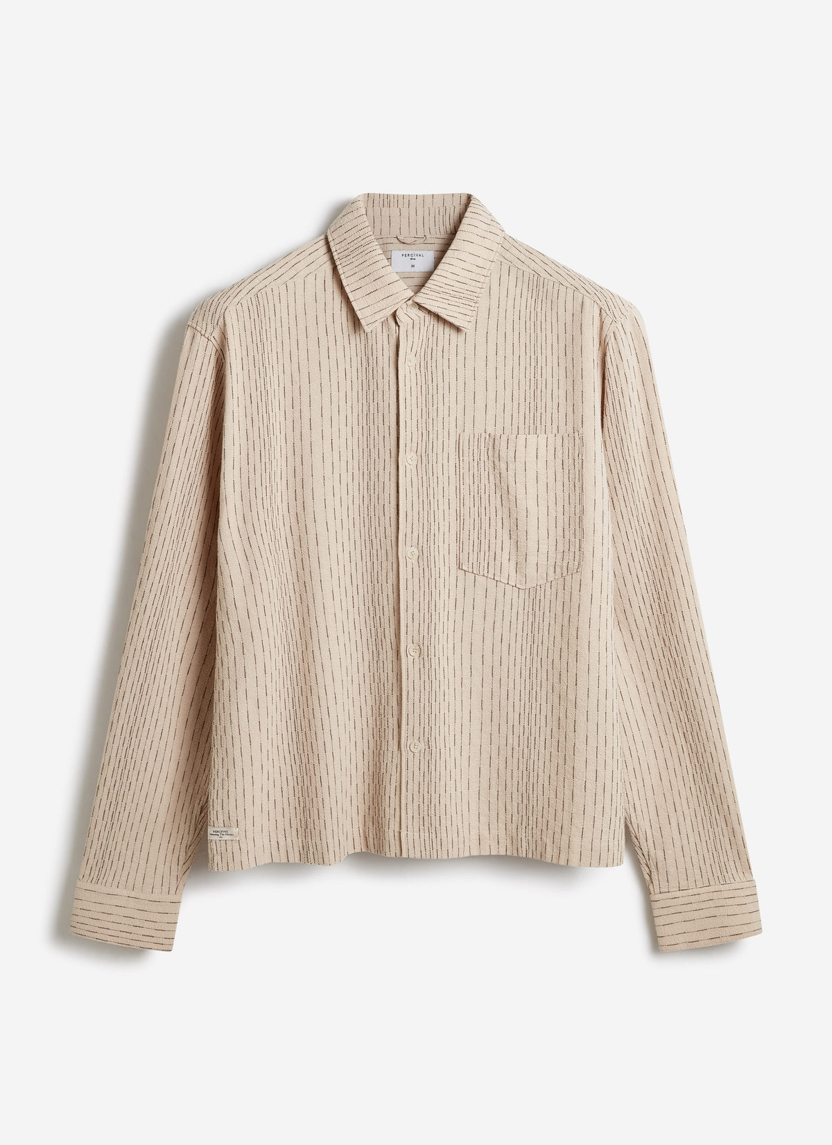 Men's Leland Cuban Boxy Long Sleeve Shirt - Cotton - Ecru