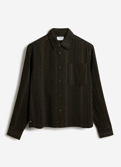 Men's Long Sleeve Boxy Shirt - Leland - Cotton - Black
