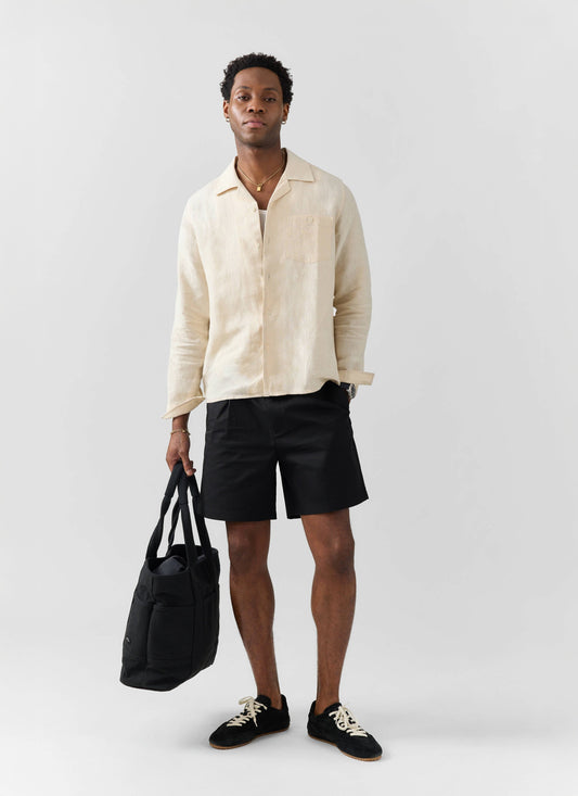 Men's Long Sleeve Cuban Shirt - 100% Linen - Cream