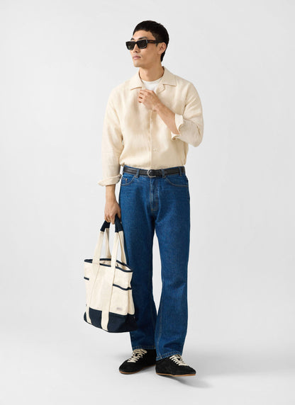 Men's Long Sleeve Cuban Shirt - 100% Linen - Cream