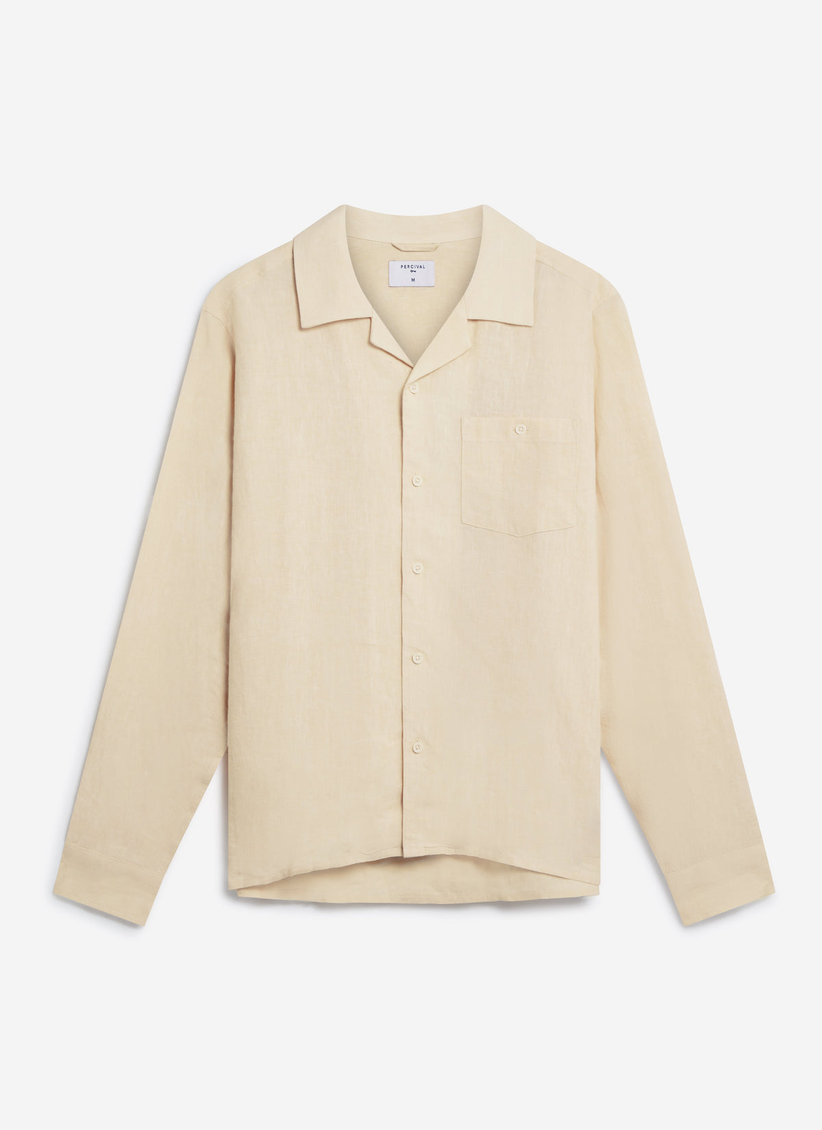 Men's Long Sleeve Cuban Shirt - 100% Linen - Cream