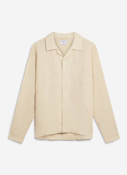 Men's Long Sleeve Cuban Shirt - 100% Linen - Cream