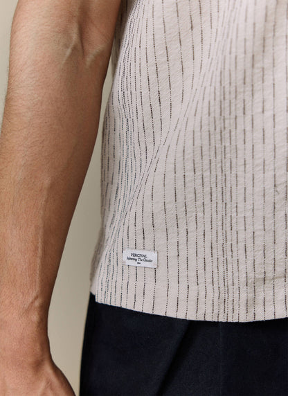 Men's Cuban Collar Shirt: Leland - Cream - Cotton