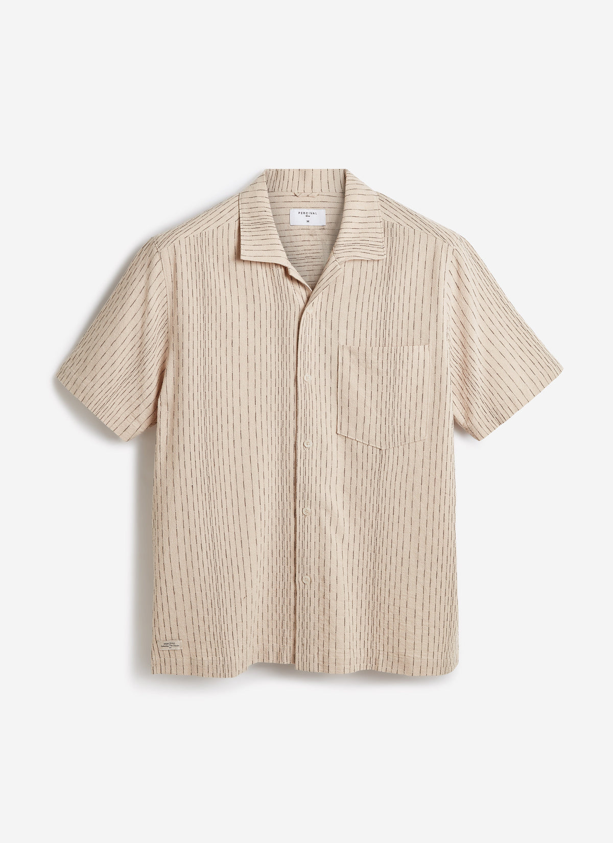 Men's Cuban Collar Shirt: Leland - Cream - Cotton