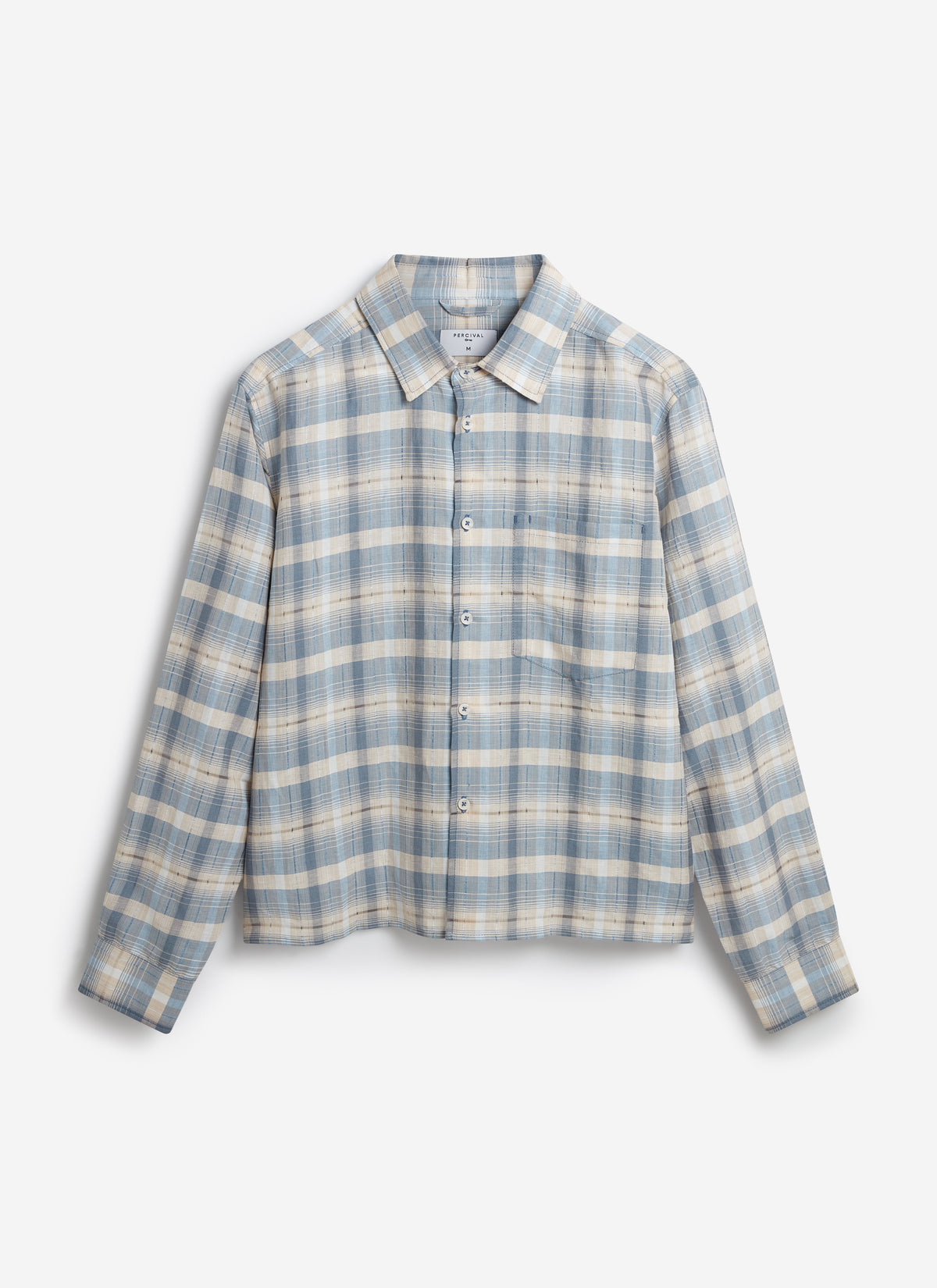 Men's Check Shirt - Jesse - Linen Blend - Light Blue