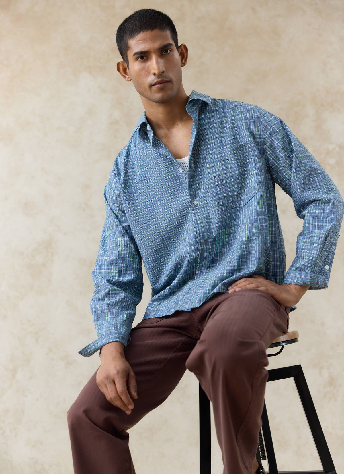 Men's Hinsley Checked Boxy Shirt - 100% Cotton