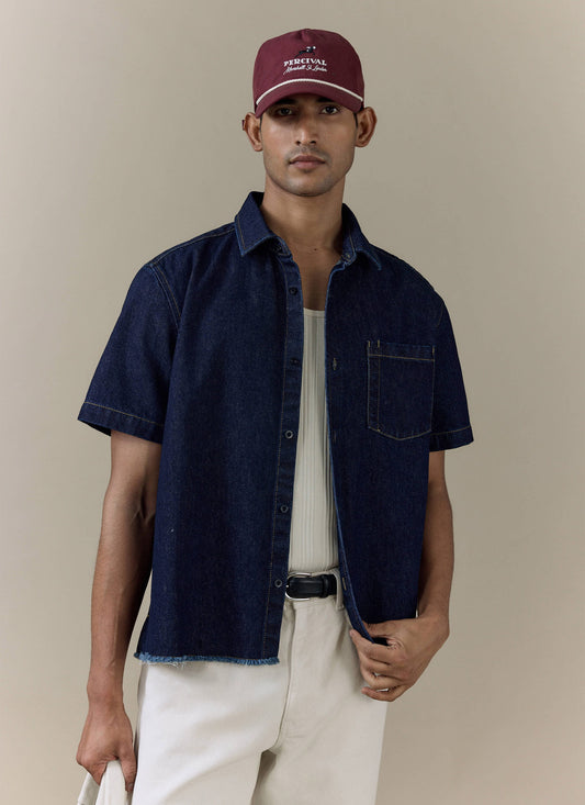 Men's Denim Shirt: Harley - Cotton - Dark Indigo