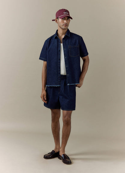 Men's Denim Shirt: Harley - Cotton - Dark Indigo