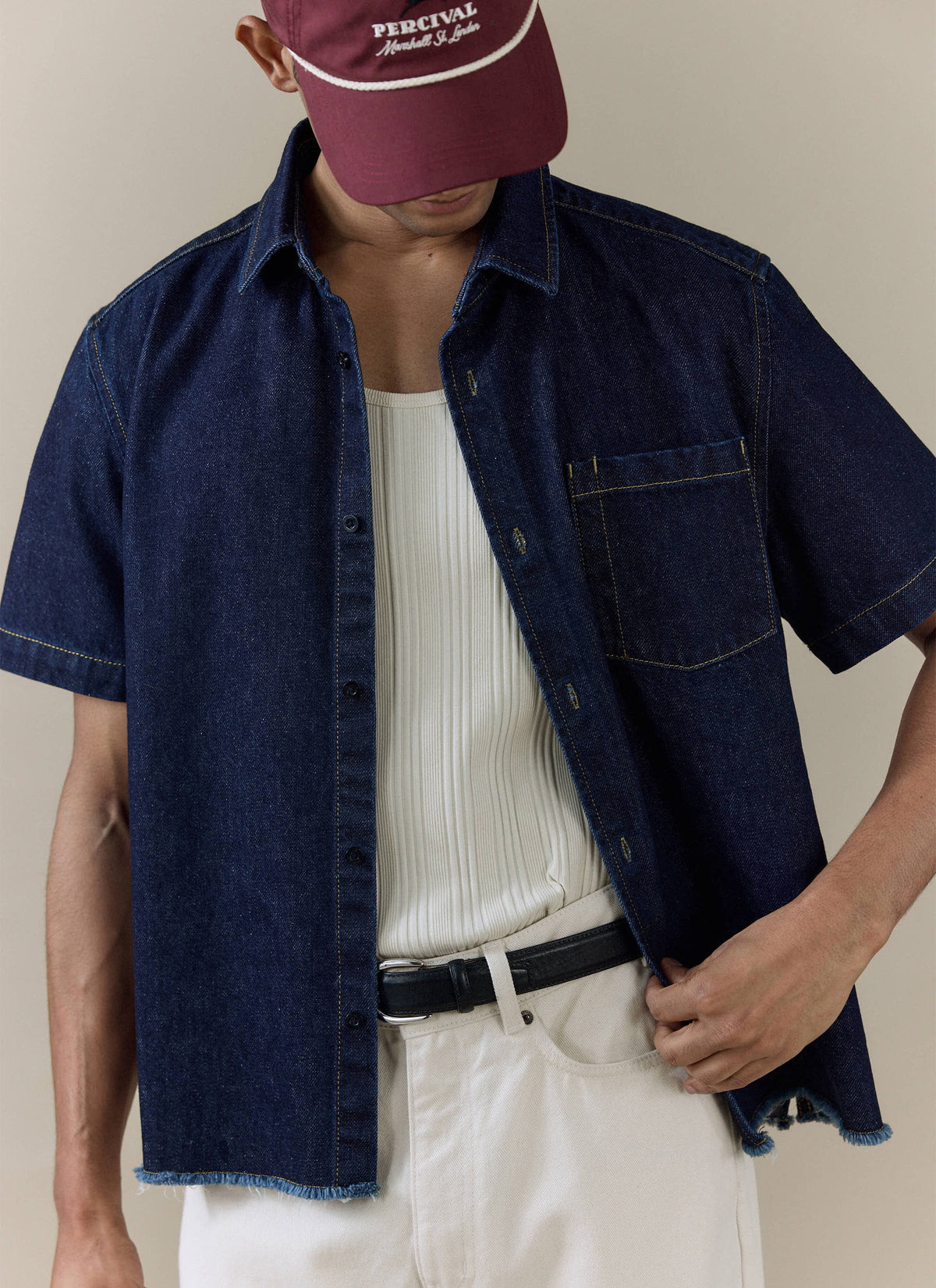 Men's Denim Shirt: Harley - Cotton - Dark Indigo