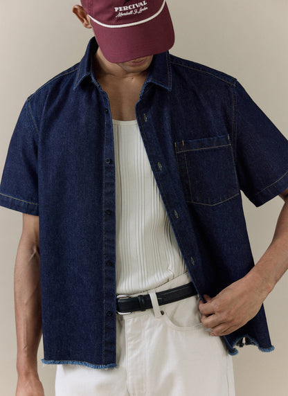 Men's Denim Shirt: Harley - Cotton - Dark Indigo