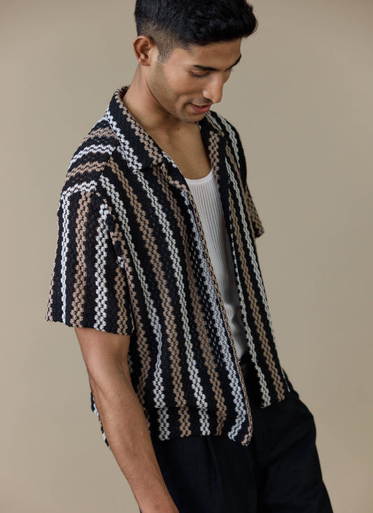 Men's Black Shirt - Wade Crochet Boxy
