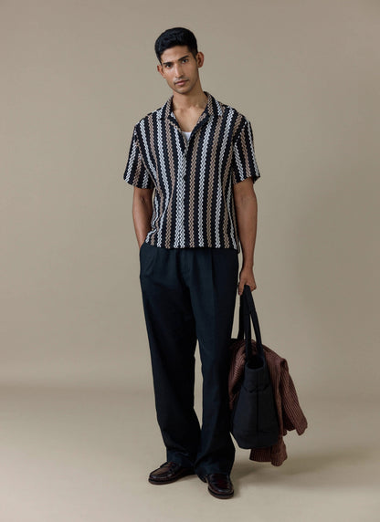 Men's Black Shirt - Wade Crochet Boxy