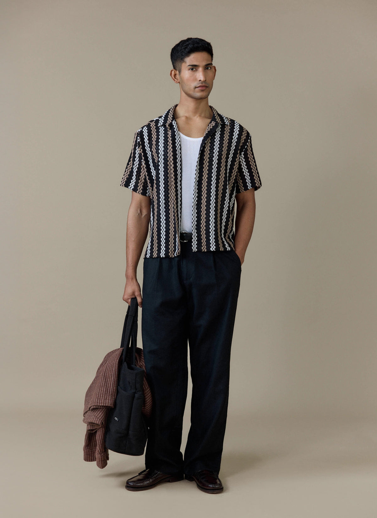 Men's Black Shirt - Wade Crochet Boxy
