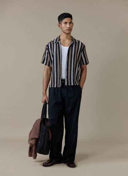 Men's Black Shirt - Wade Crochet Boxy