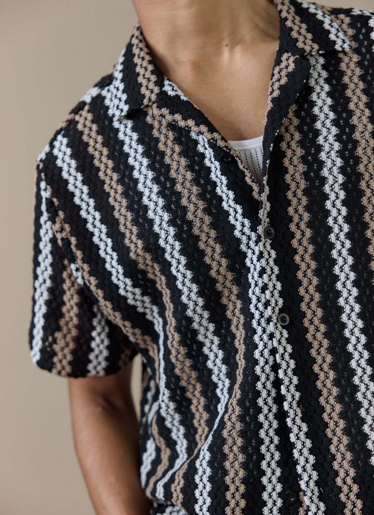 Men's Black Shirt - Wade Crochet Boxy