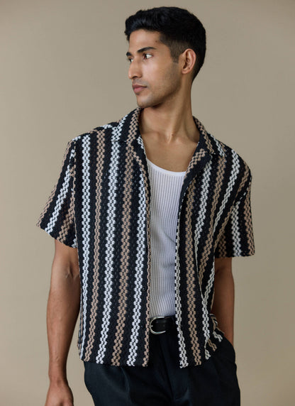 Men's Black Shirt - Wade Crochet Boxy
