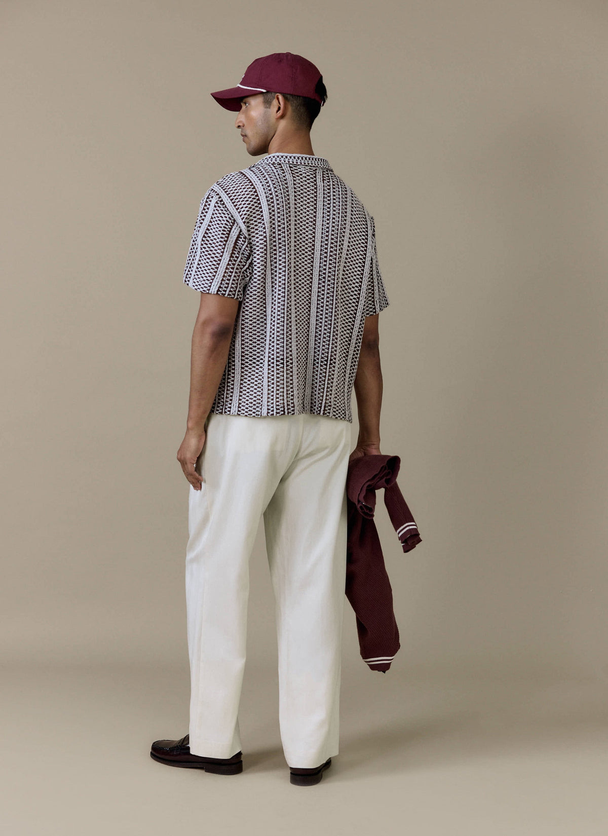 Men's Boxy Crochet Shirt - Hugh - Cotton - Brown