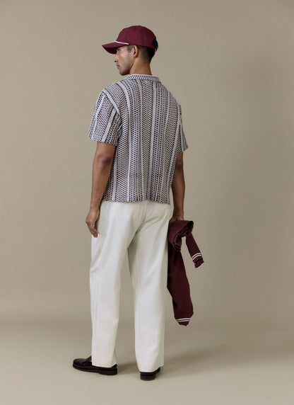 Men's Boxy Crochet Shirt - Hugh - Cotton - Brown