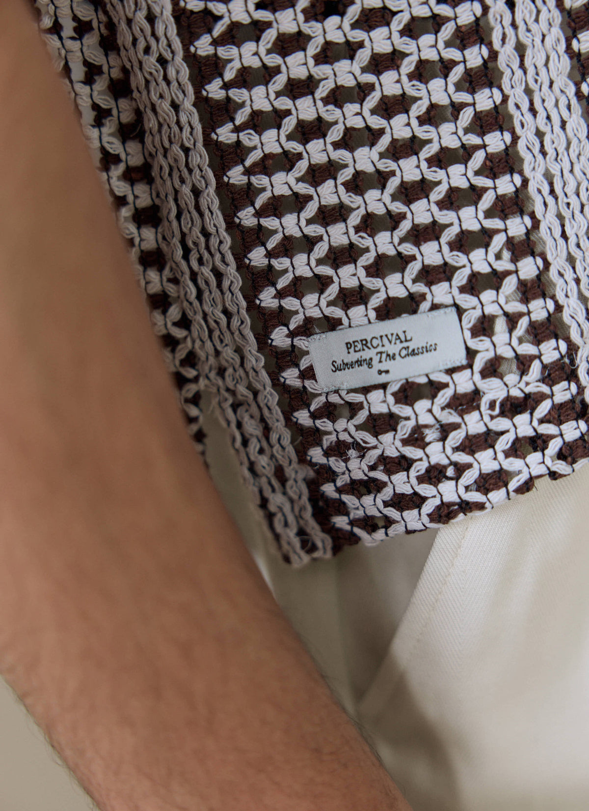 Men's Boxy Crochet Shirt - Hugh - Cotton - Brown